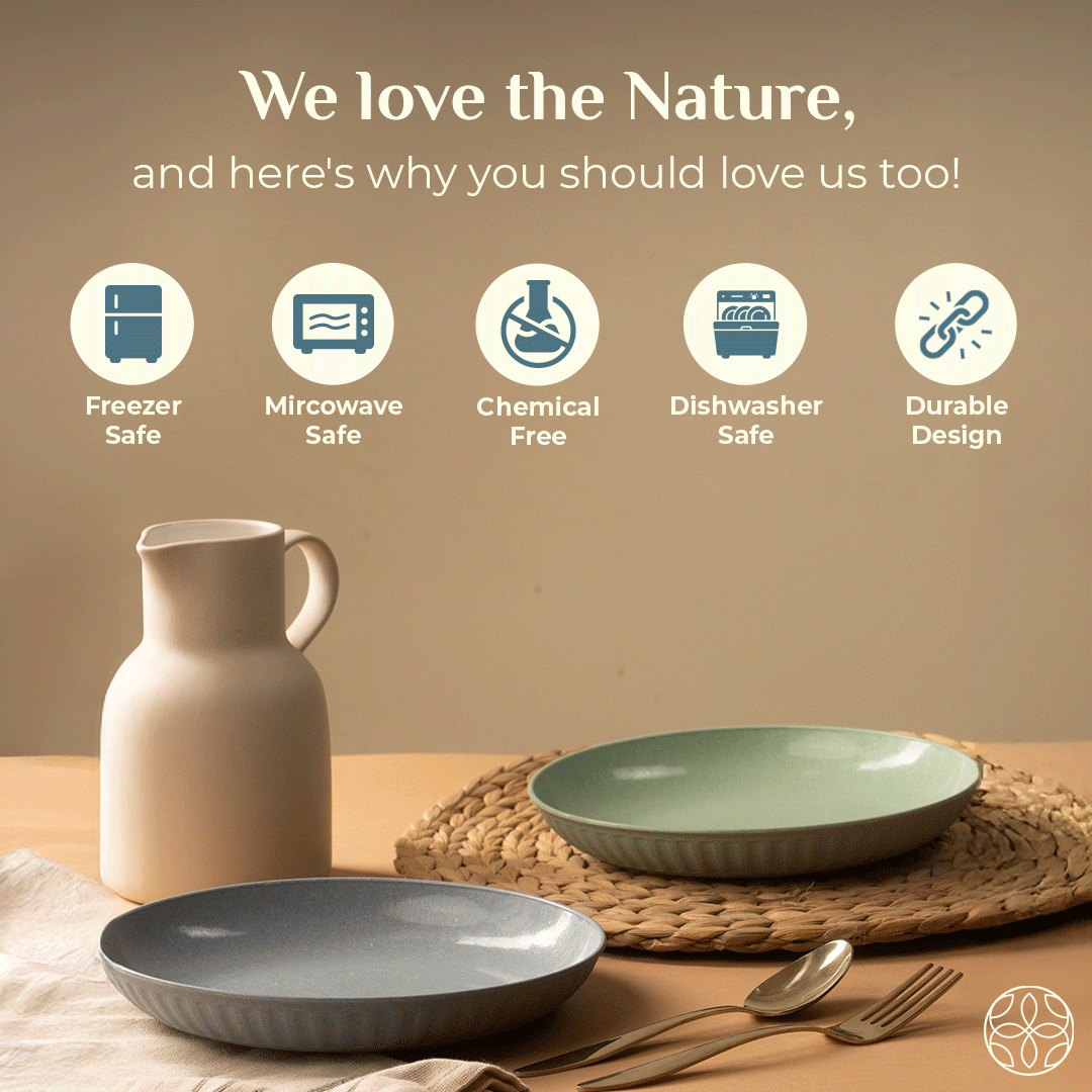 Rice Husk & Bamboo Fibre Fluted Plate Set Pack of 4