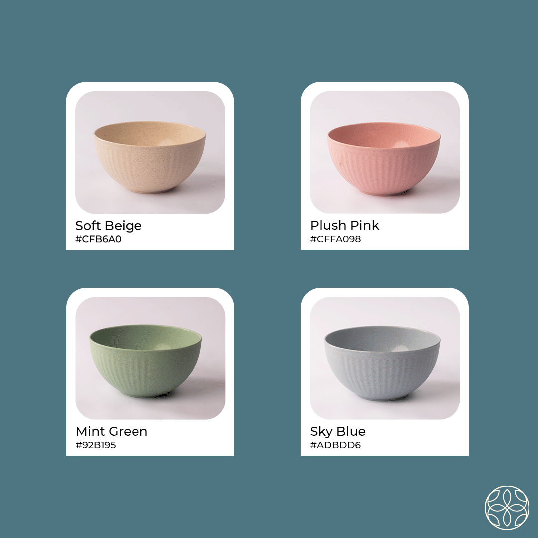 Rice Husk & Bamboo Fibre Fluted Bowl Set Pack of 4