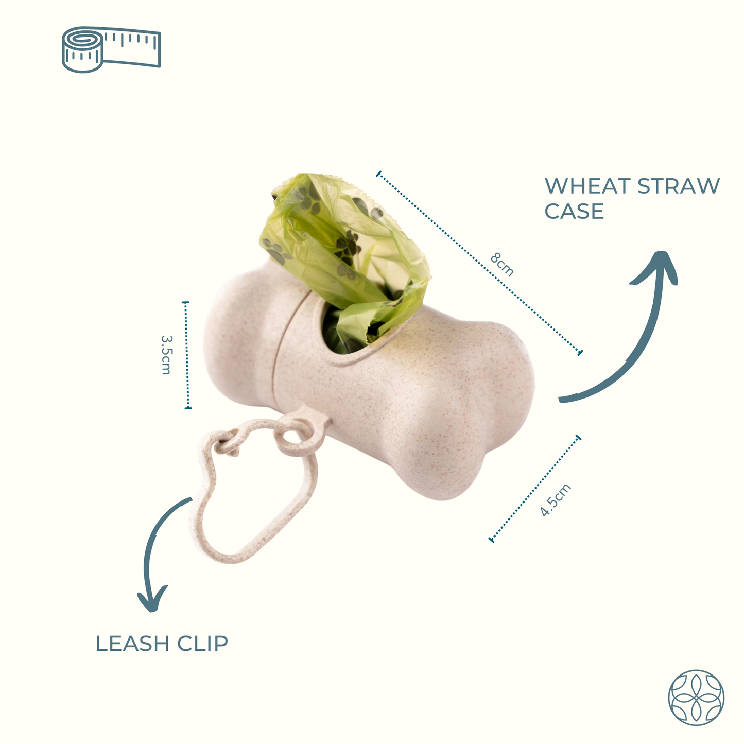 IRIDA NATURALS Poop Bags Wheat Straw Dispenser with Leash Clip