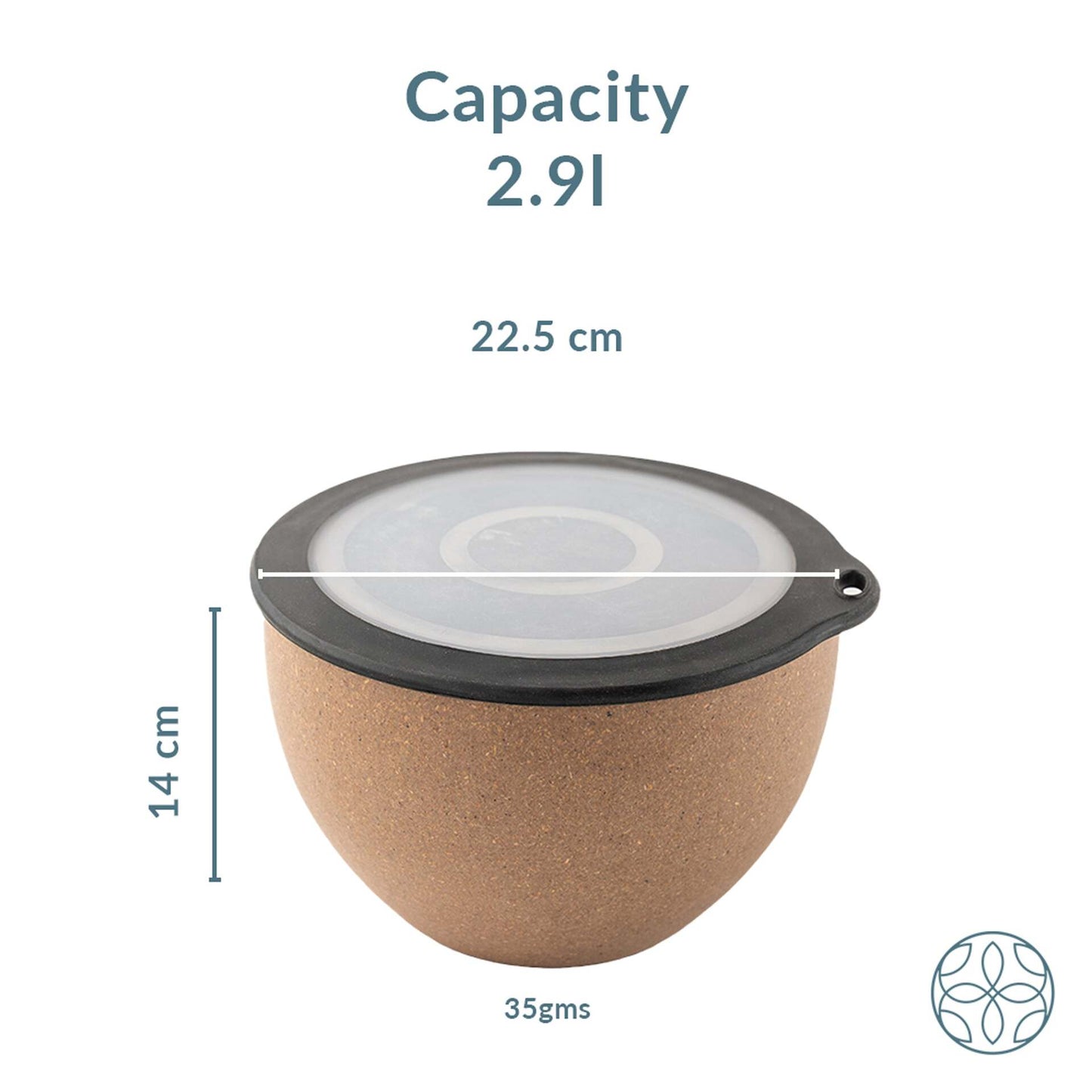Rice Husk And Bamboo Fiber Serving Bowl With Lid - 2.9L
