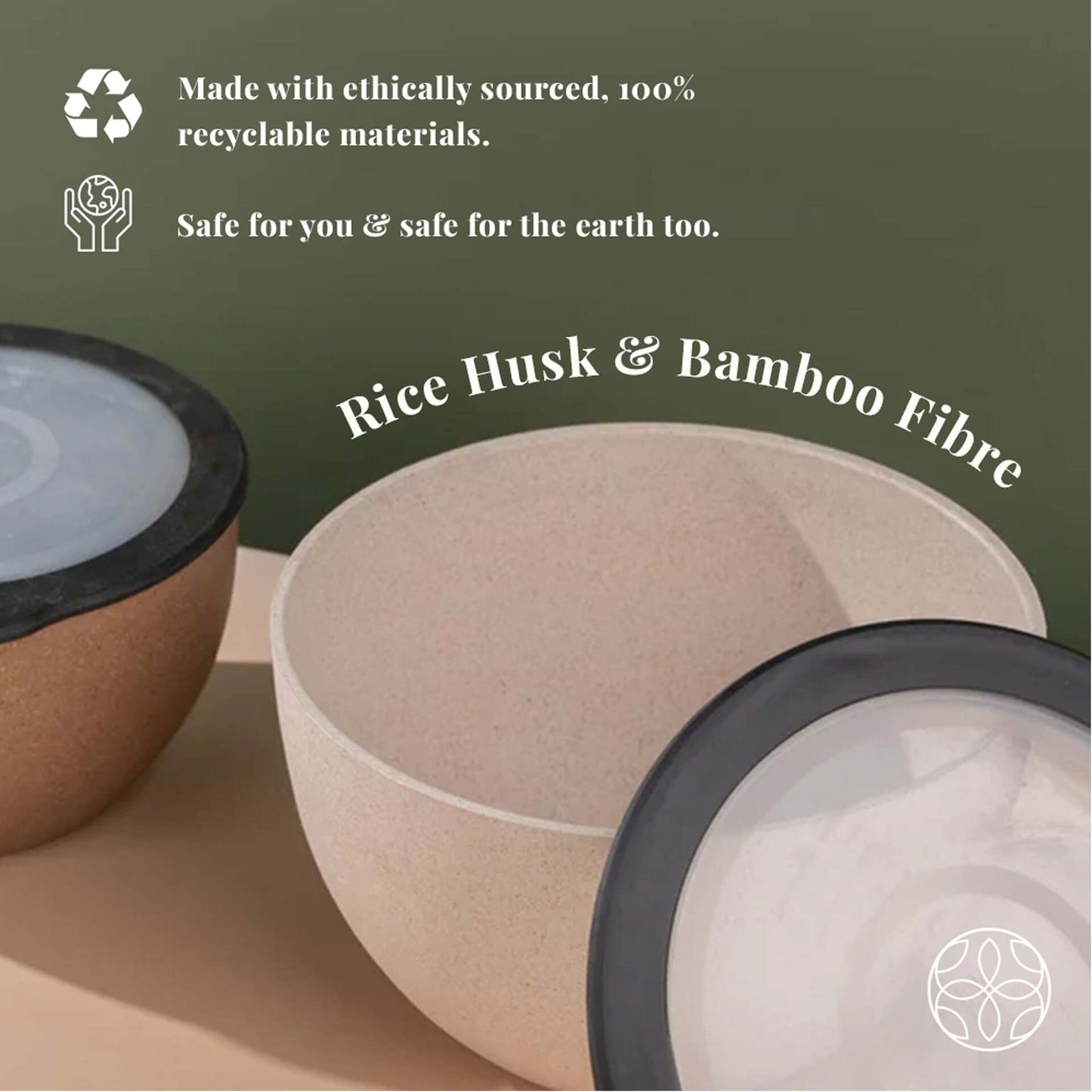 Rice Husk And Bamboo Fiber Serving Bowl With Lid - 2.9L