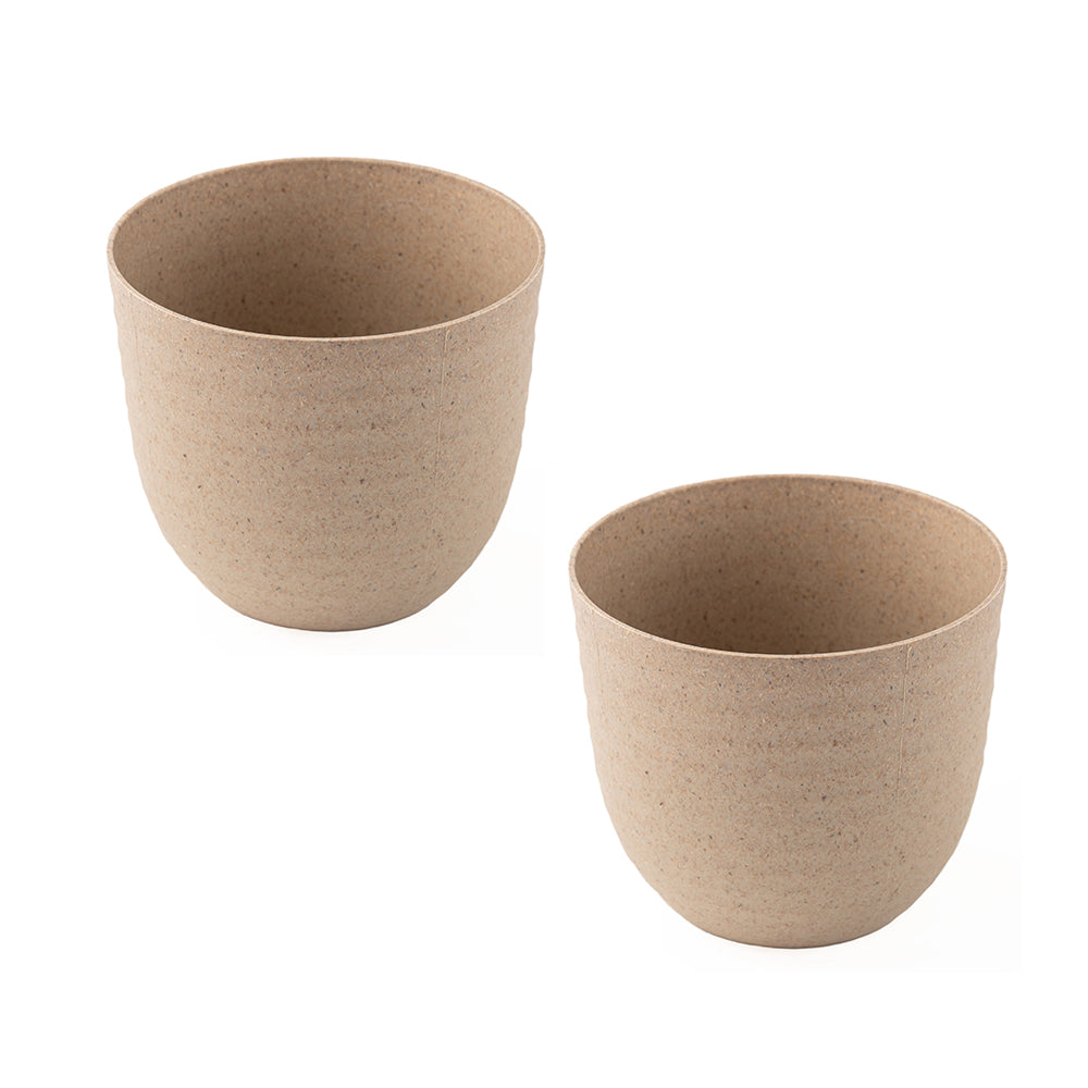 Rice Husk and Bamboo Fiber Peony Pot and Planter - 5"- Set of 2