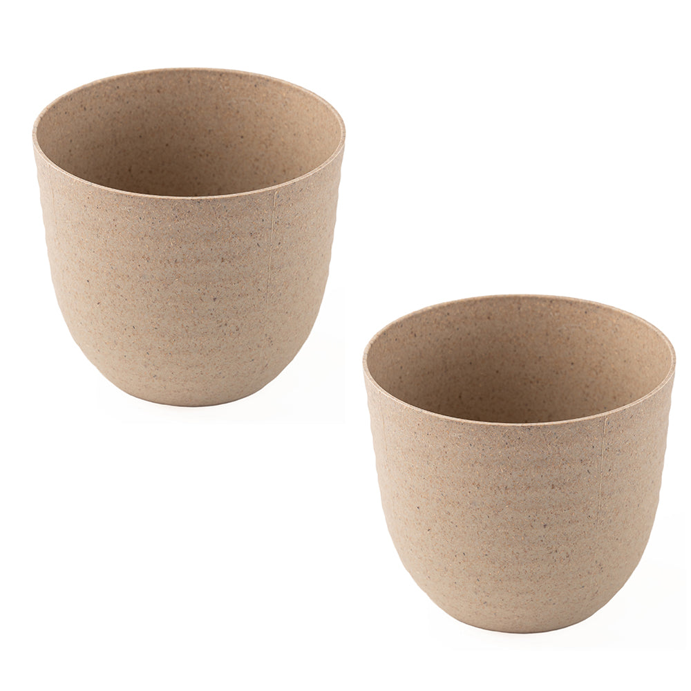 Rice Husk and Bamboo Fiber Peony Pot and Planter - 9"- Set of 2
