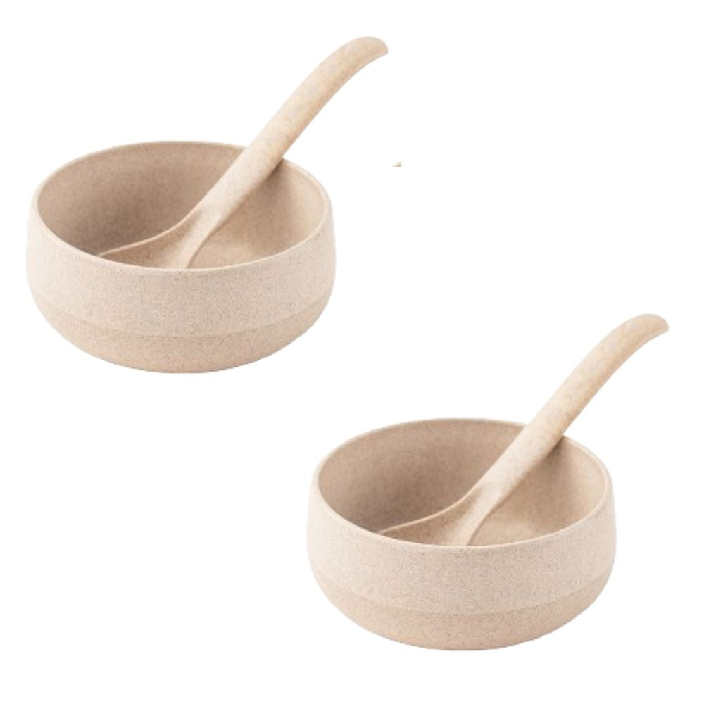 Rice husk And Bamboo Fiber Soup Bowls With Spoons