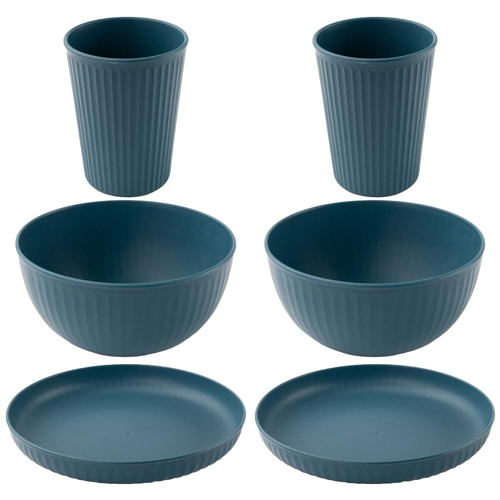 Wheat Straw and Bamboo Fiber Fluted Dinnerware 6 pcs Set