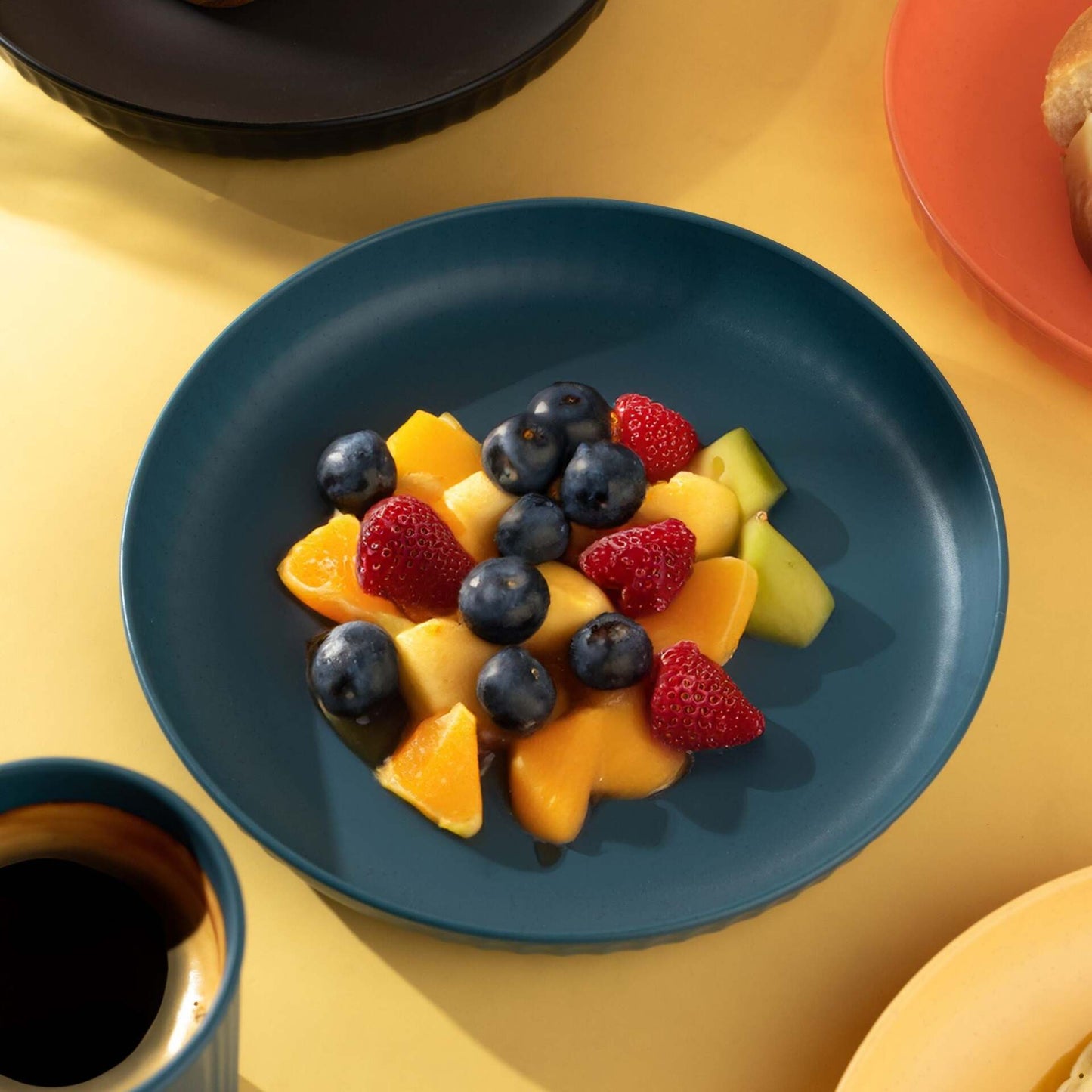 Wheat Straw and Bamboo Fiber Fluted Snack Plates Set Of 4