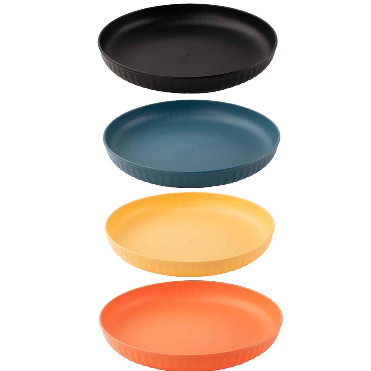 Wheat Straw and Bamboo Fiber Fluted Snack Plates Set Of 4