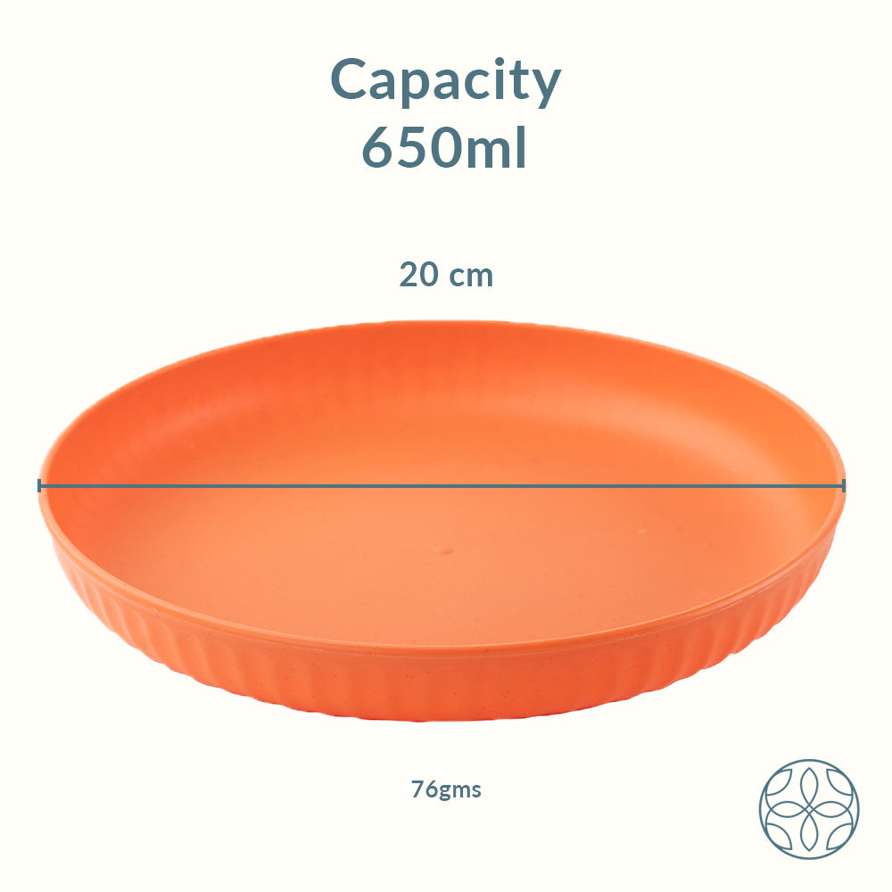 Wheat Straw and Bamboo Fiber Fluted Snack Plates Set Of 4