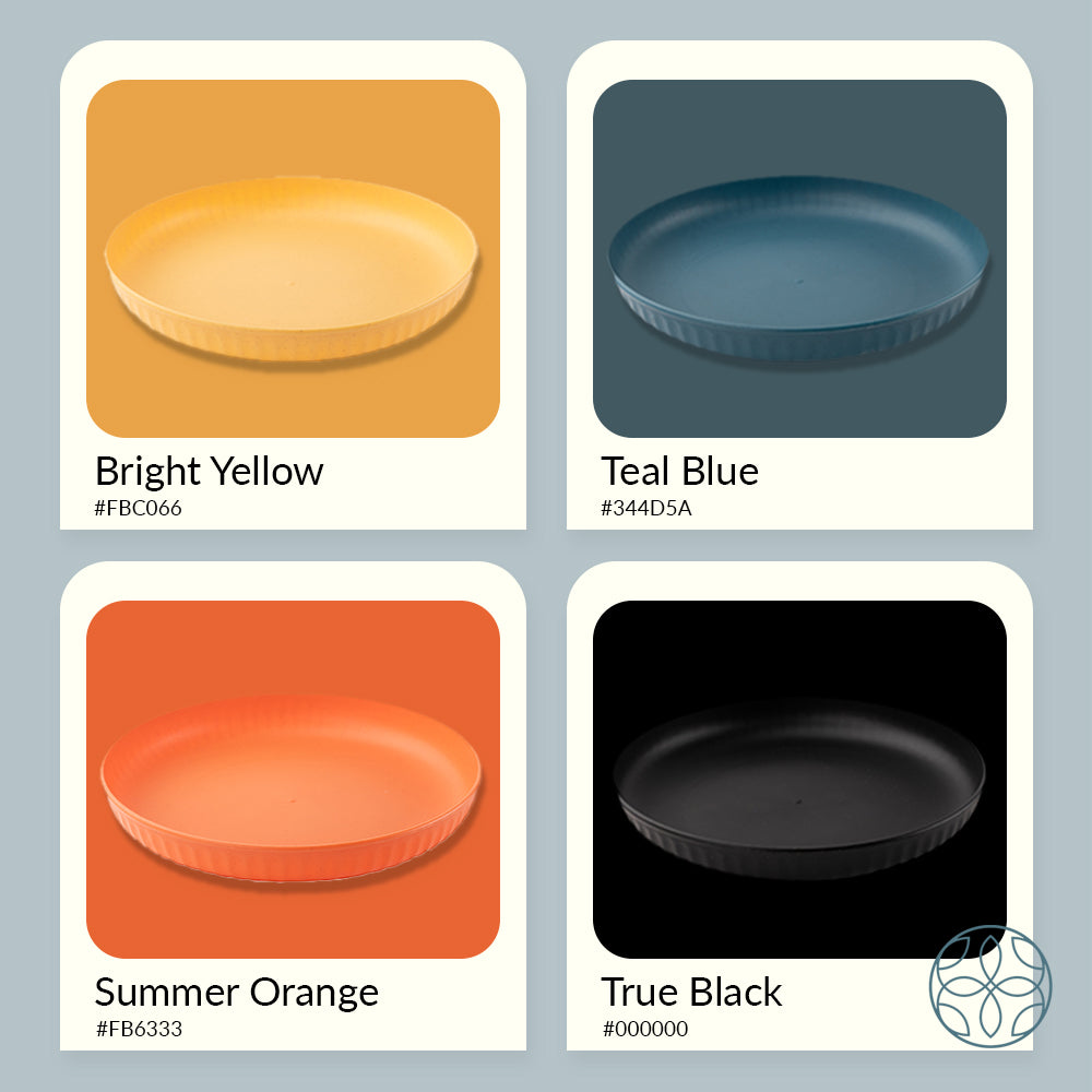 Wheat Straw and Bamboo Fiber Fluted Snack Plates Set Of 4
