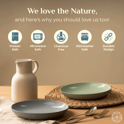 Rice Husk & Bamboo Fibre Fluted Plate Set Pack of 4