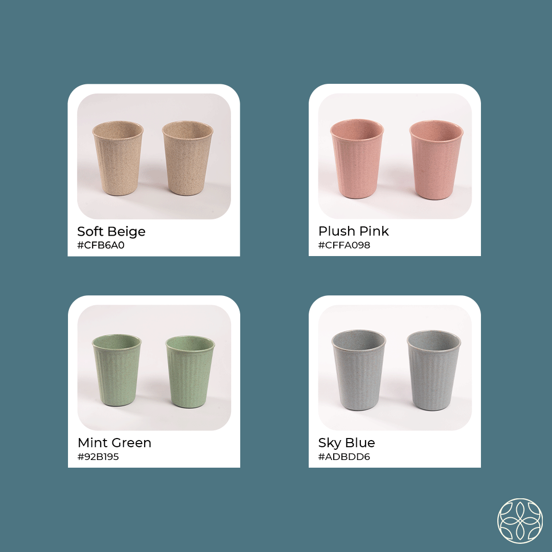 Rice Husk & Bamboo Fibre Fluted Cups Set Pack of 4
