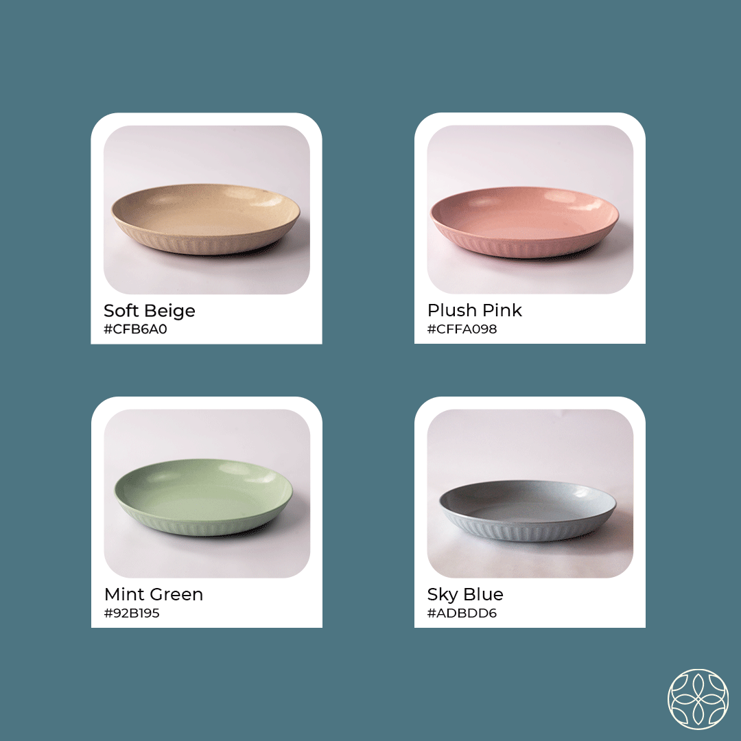 Rice Husk & Bamboo Fibre Fluted Plate Set Pack of 4