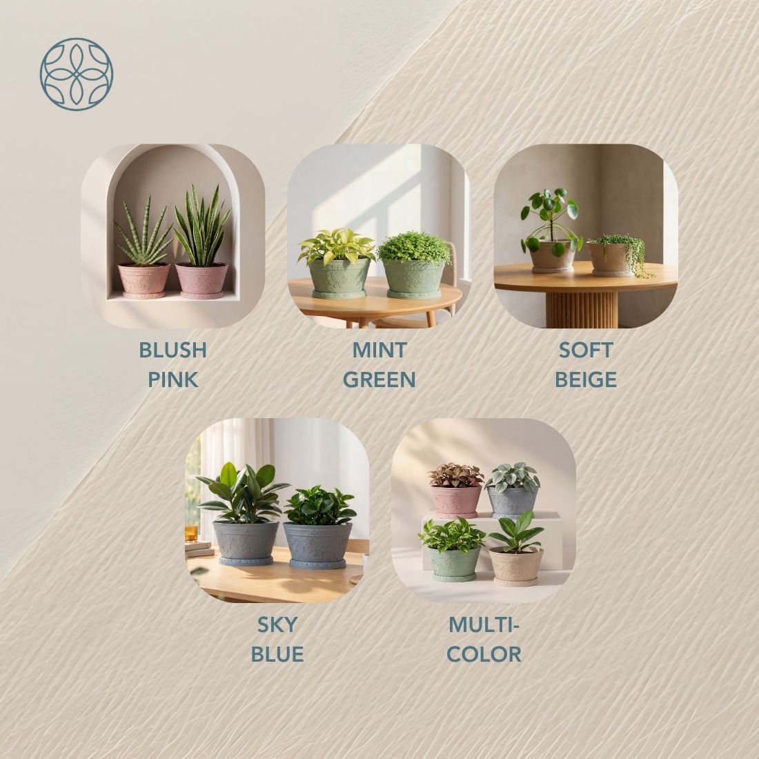 Eco Friendly Rice Husk Lotus 9.5 inch Pots & Planter | Soft Beige