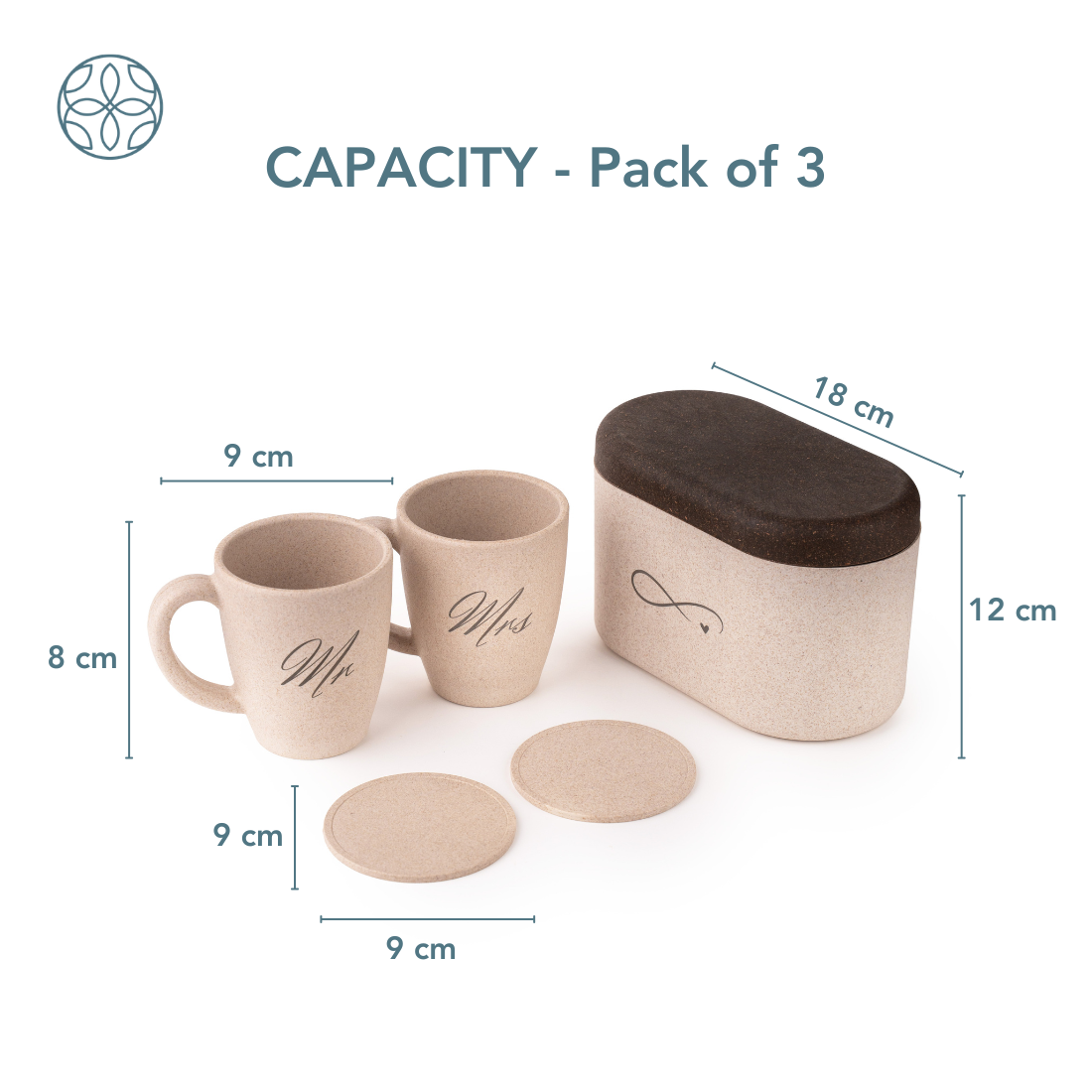Eco-Friendly Couple's Rice Husk Mug & Coaster Gift Set with multi-utility box (Ever After)