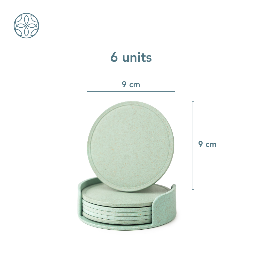 Rice Husk & Bamboo Fibre Round Coaster Set with Stand
