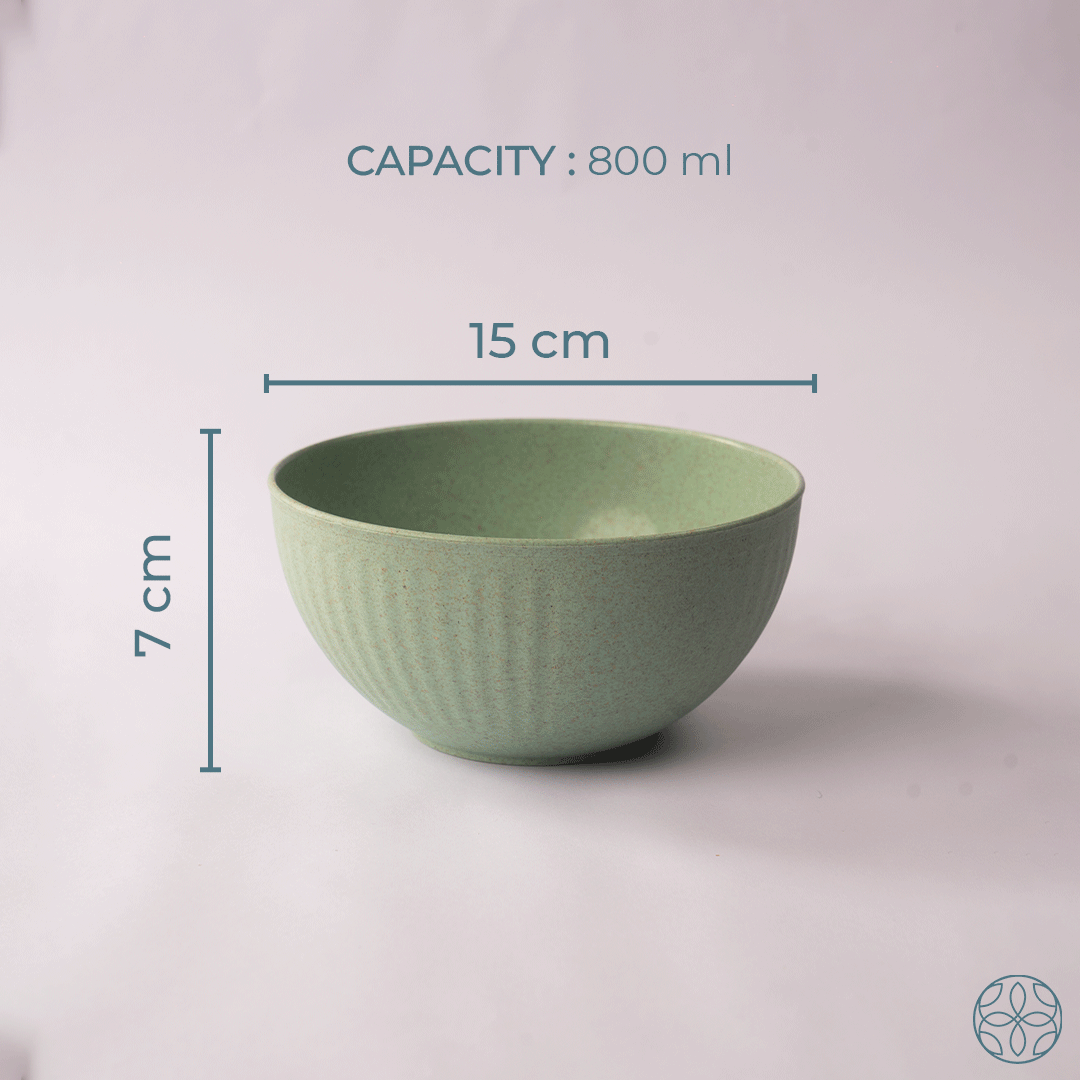 Rice Husk & Bamboo Fibre Fluted Bowl Set Pack of 4