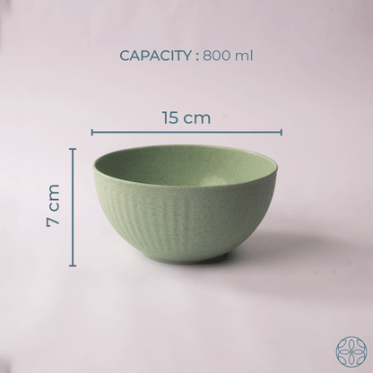 Rice Husk & Bamboo Fibre Fluted Bowl Set Pack of 4