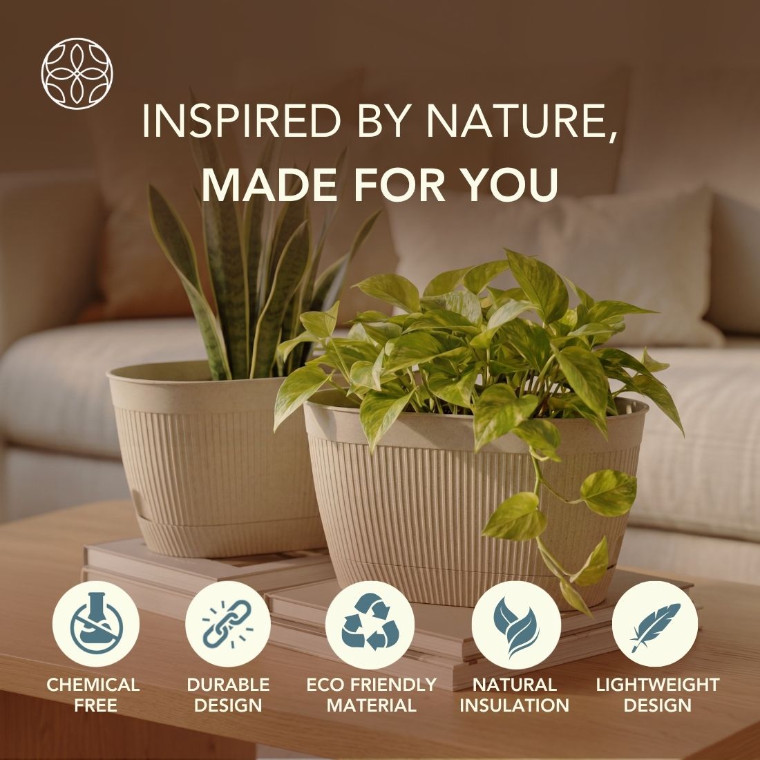 Eco Friendly Rice Husk Camelia 11.5 inch Pots & Planter