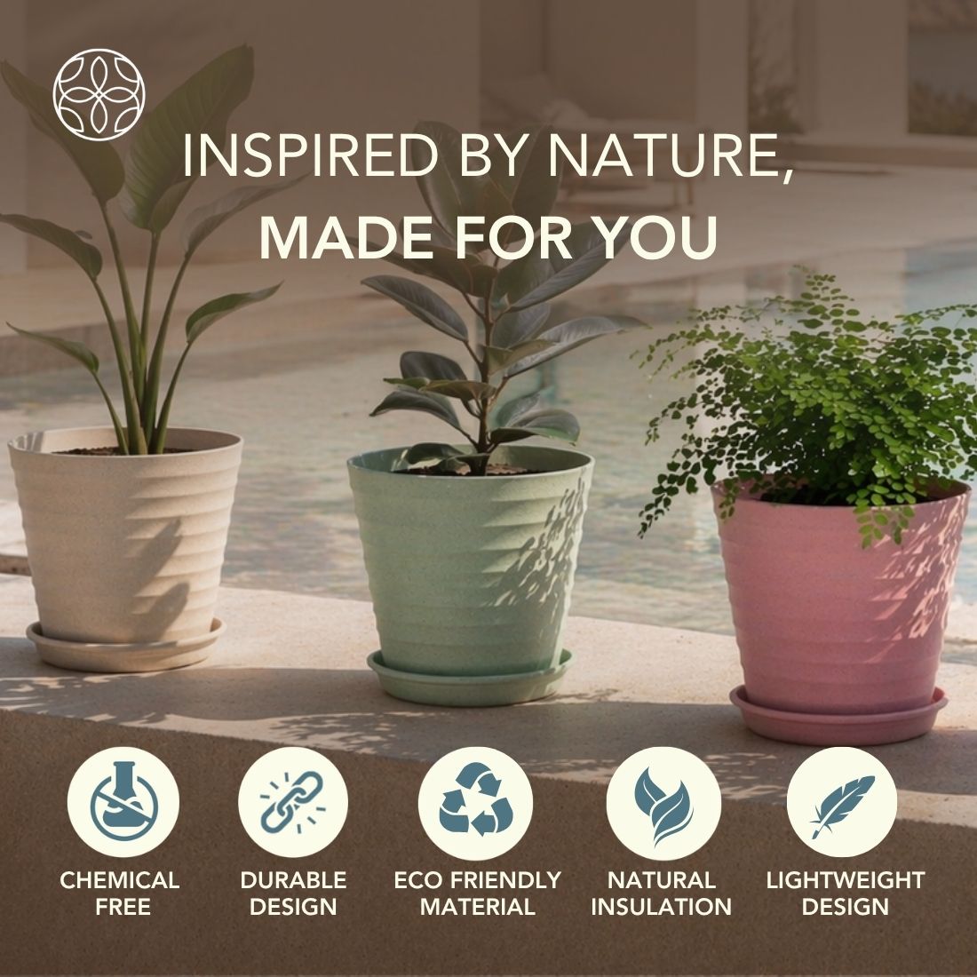 Eco Friendly Rice Husk Iris 5.5 inch Pots & Planter