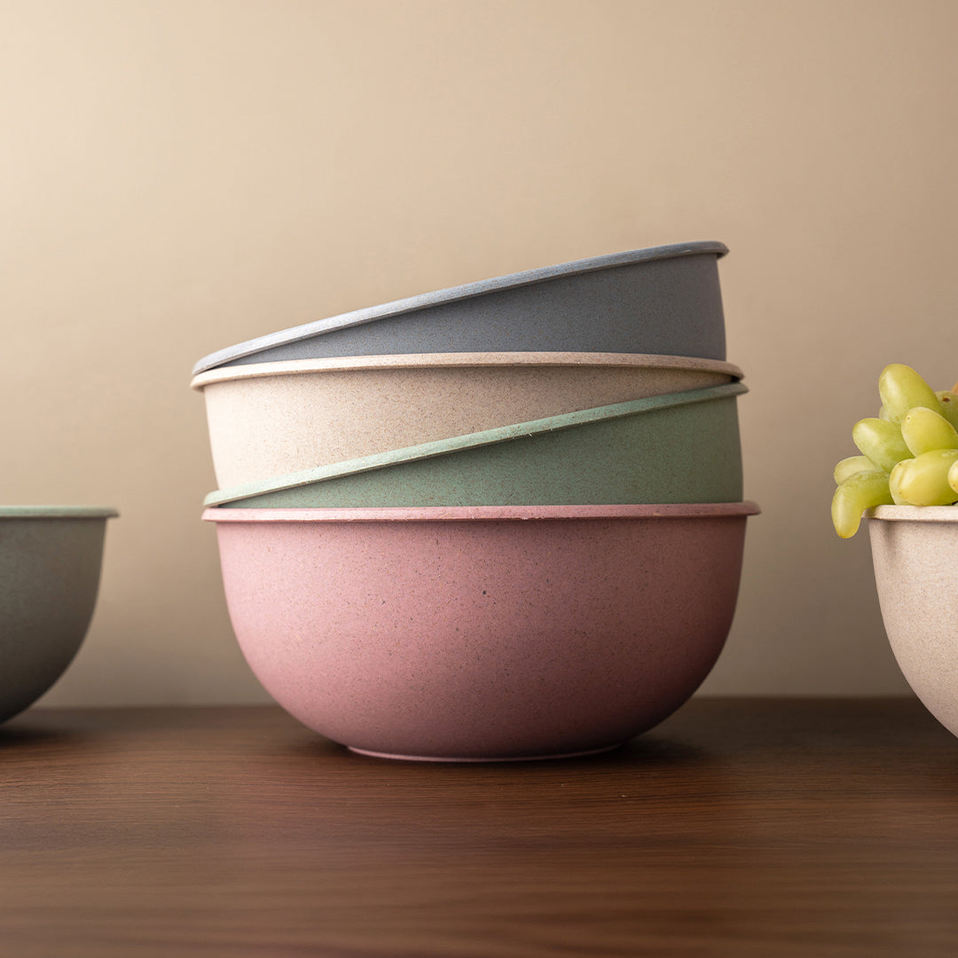 Rice Husk & Bamboo Fibre Mixing Bowl Set | Lightweight & Microwave Safe