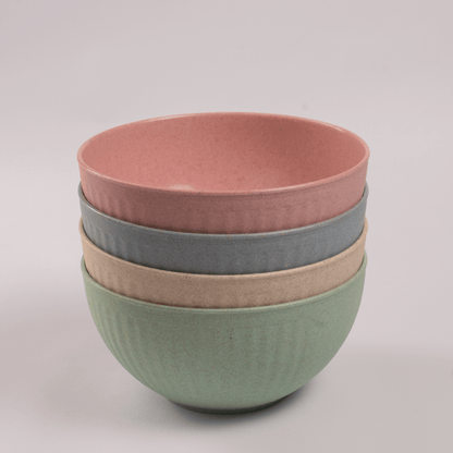 Rice Husk & Bamboo Fibre Fluted Bowl Set Pack of 4
