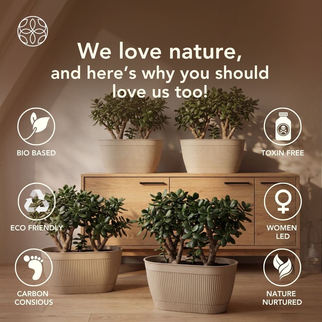 Eco Friendly Rice Husk Camelia 11.5 inch Pots & Planter