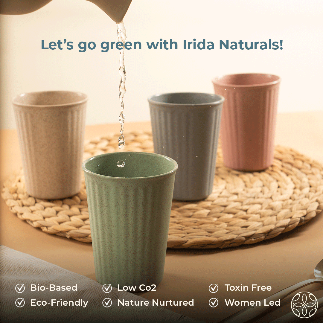 Rice Husk & Bamboo Fibre Fluted Cups Set Pack of 4