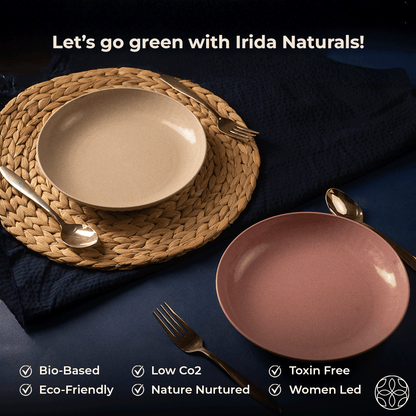 Rice Husk & Bamboo Fibre Fluted Plate Set Pack of 4