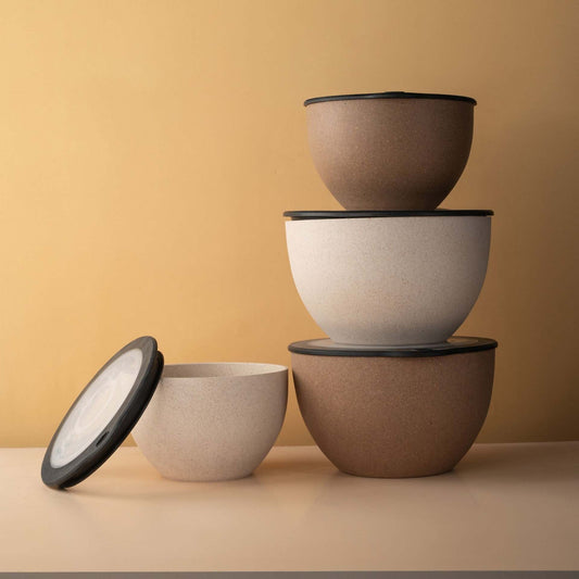 Rice Husk And Bamboo Fiber Serving Bowl With Lid- 1.6L