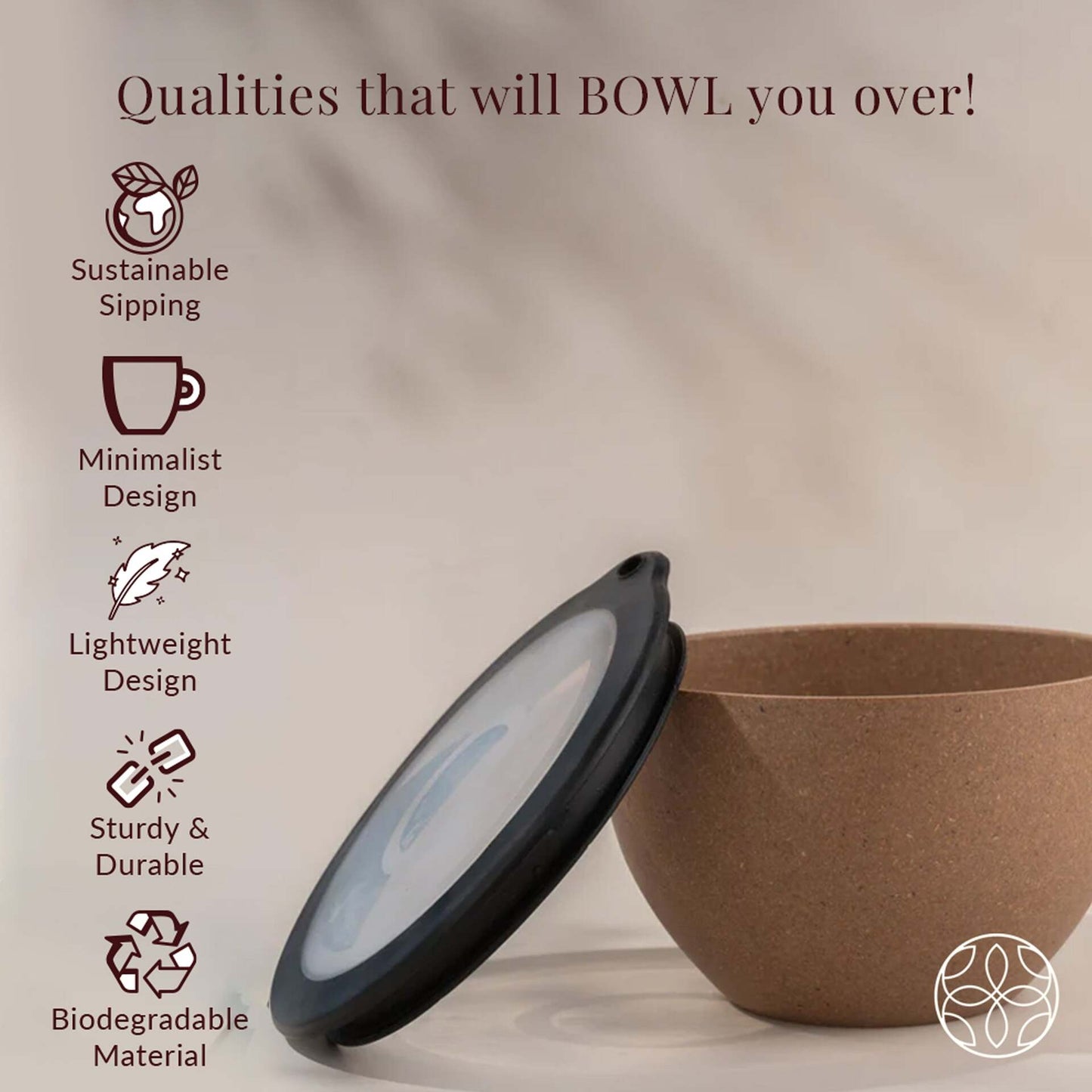 Rice Husk And Bamboo Fiber Serving Bowl With Lid- 1.6L