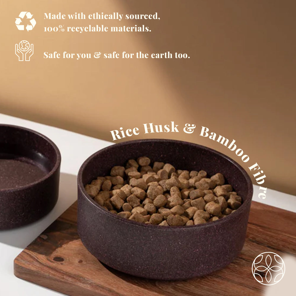 Rice Husk Dog Bowls Round Deep Purple