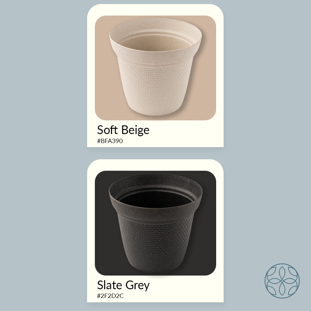 Rice Husk and Bamboo Fiber Dahlia Pot and Planter - Set of 2