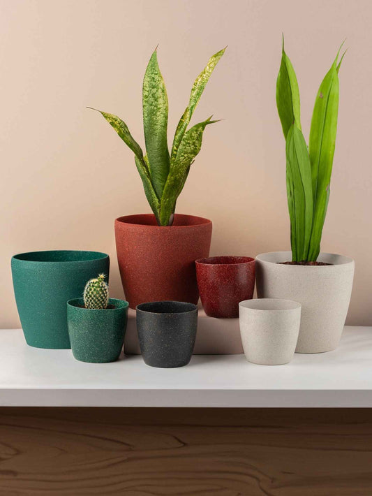 Rice Husk and Bamboo Fiber Lily Pot and Planter - Set of 2