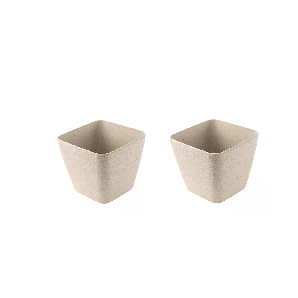 Rice Husk and Bamboo Fiber Sakura Pot and Planter - 4"- Set of 2