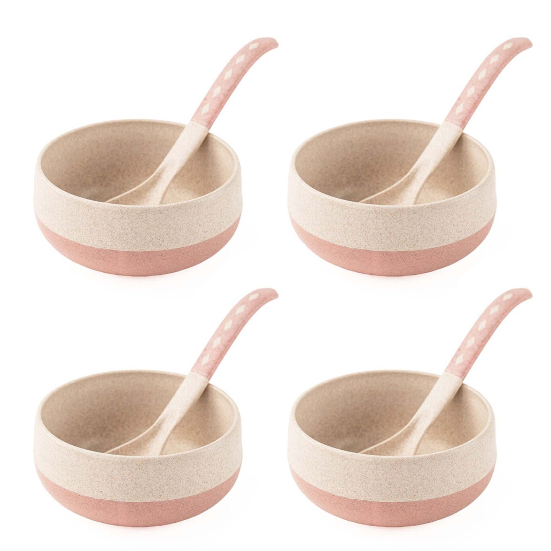 Rice husk And Bamboo Fiber Soup Bowls With Spoons