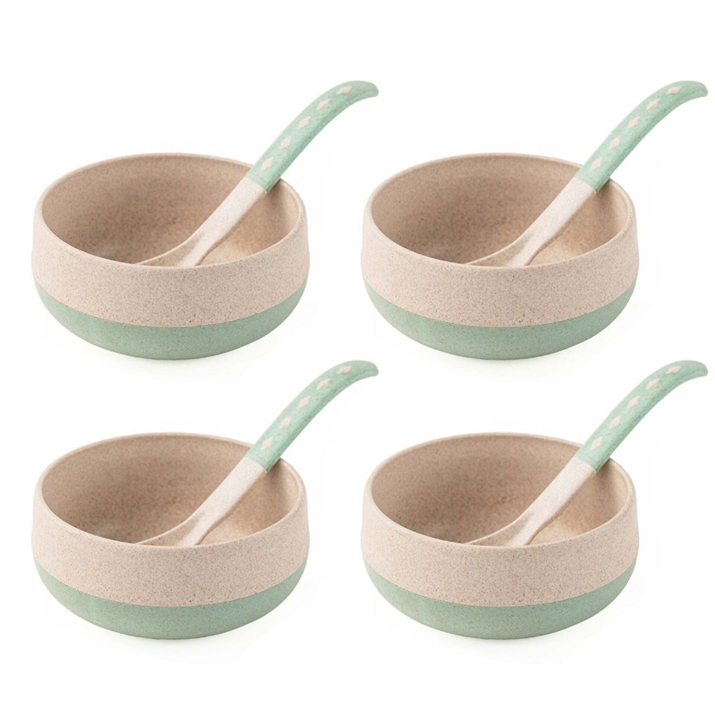 Rice husk And Bamboo Fiber Soup Bowls With Spoons