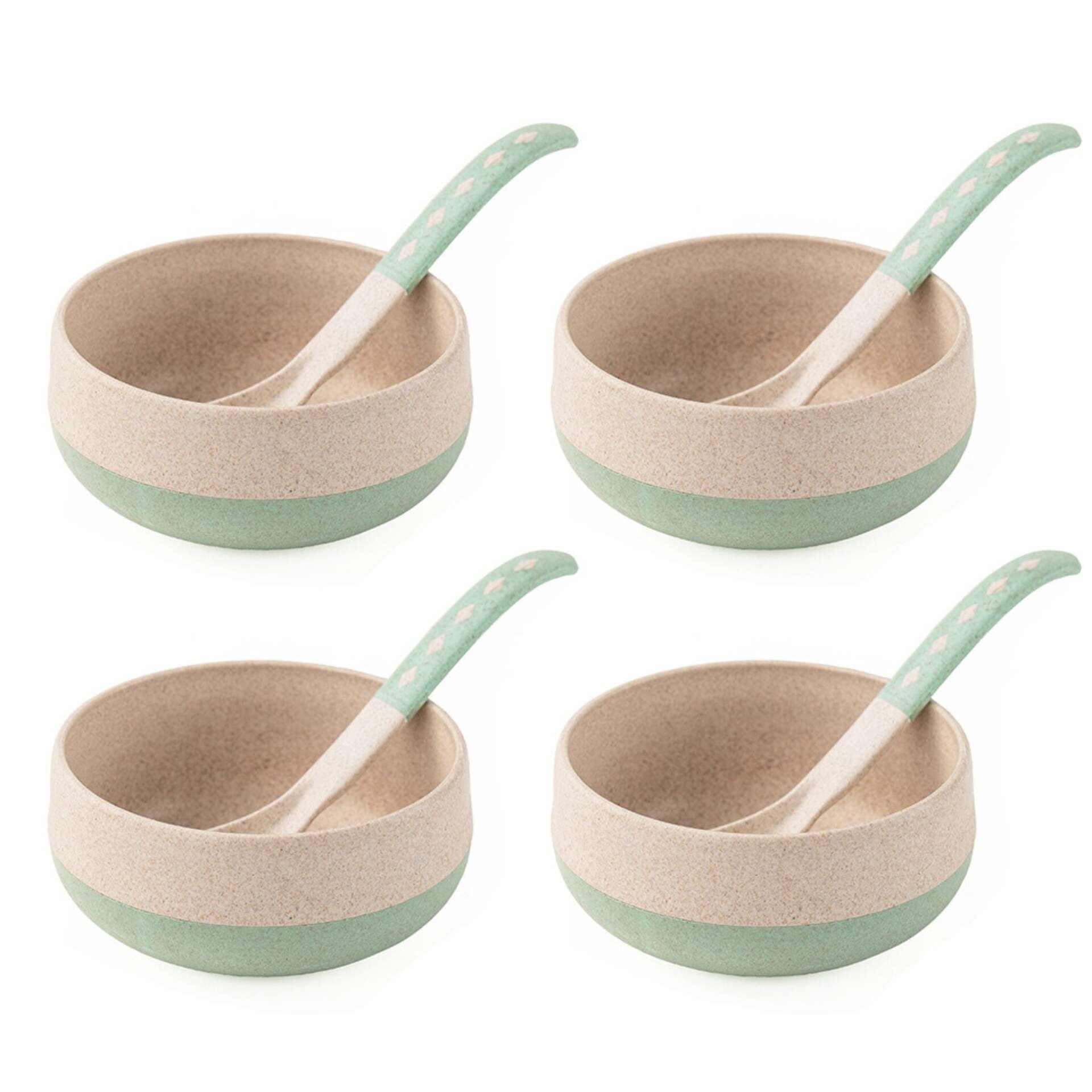 Rice husk And Bamboo Fiber Soup Bowls With Spoons