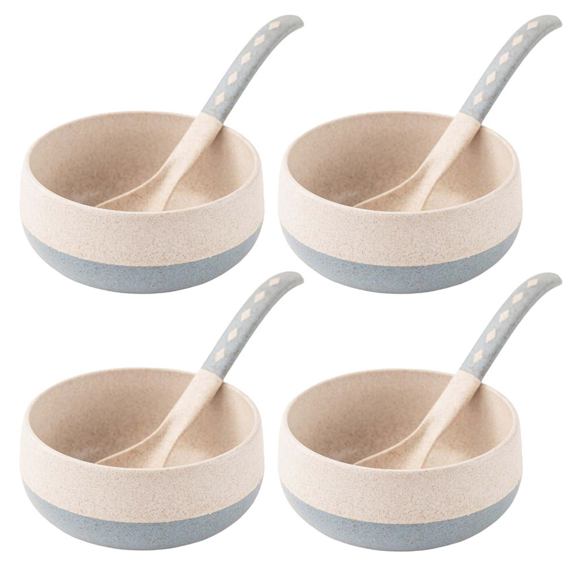 Rice husk And Bamboo Fiber Soup Bowls With Spoons