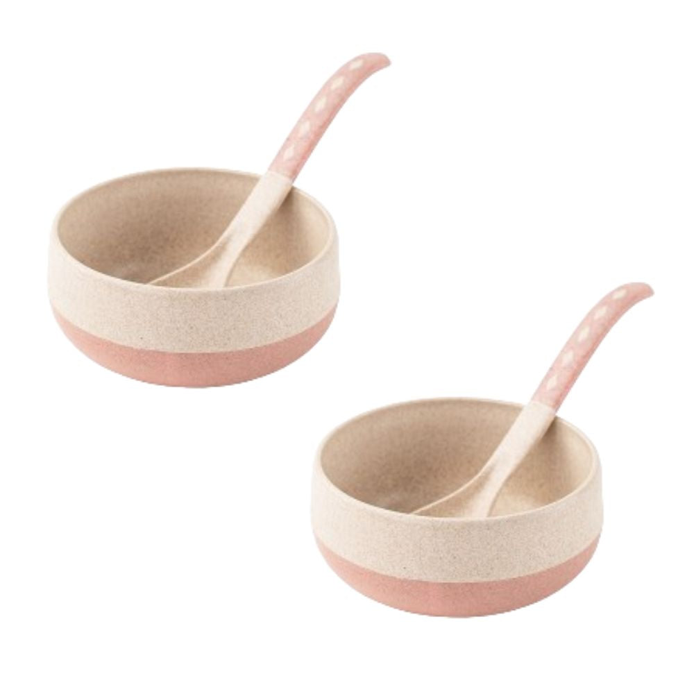 Rice husk And Bamboo Fiber Soup Bowls With Spoons