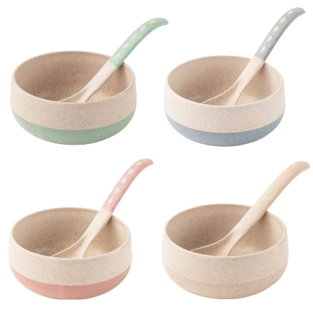 Rice husk And Bamboo Fiber Soup Bowls With Spoons