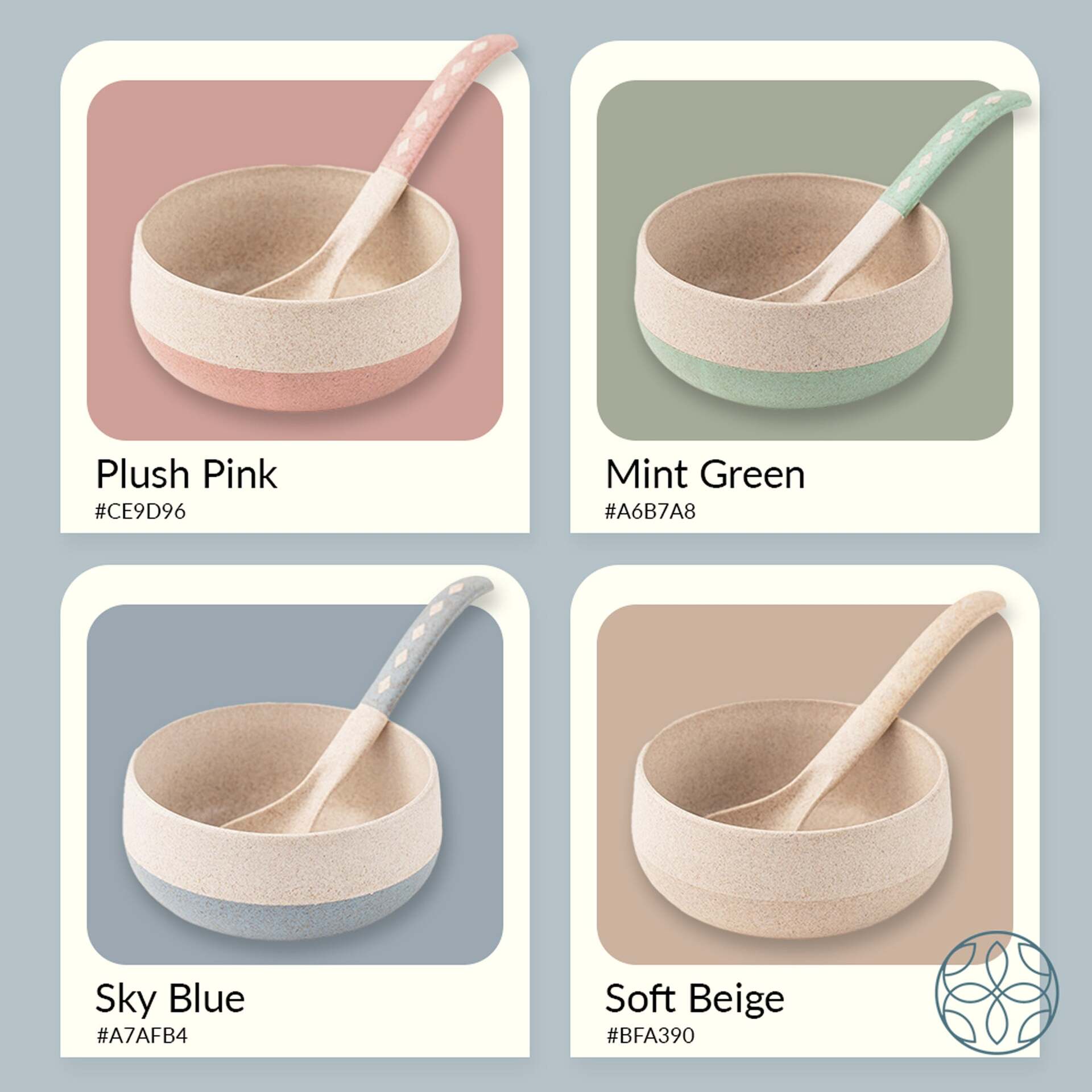 Rice husk And Bamboo Fiber Soup Bowls With Spoons