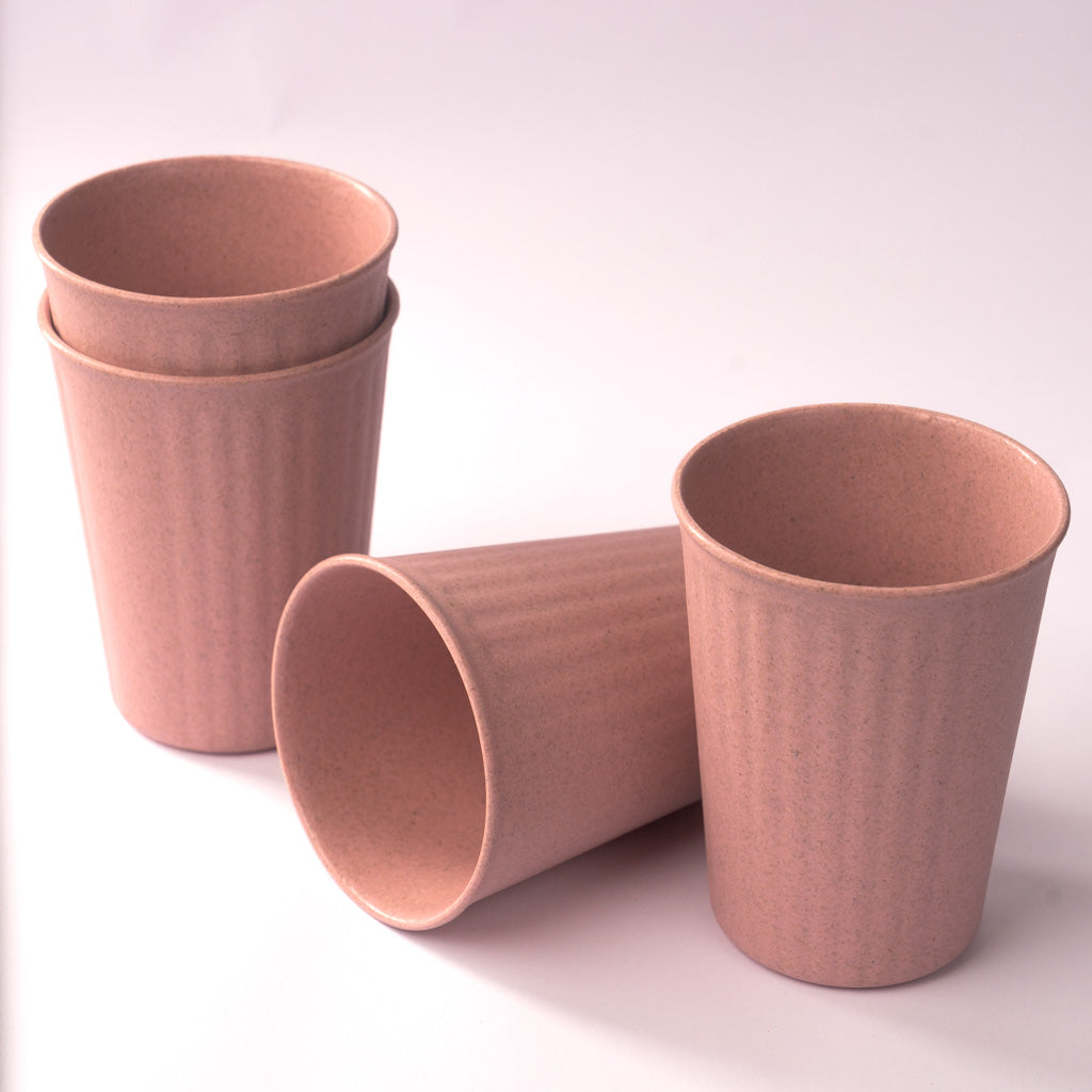 Rice Husk & Bamboo Fibre Fluted Cups Set Pack of 4