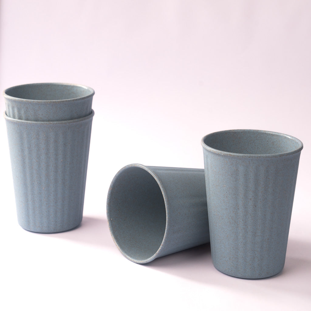 Rice Husk & Bamboo Fibre Fluted Cups Set Pack of 4