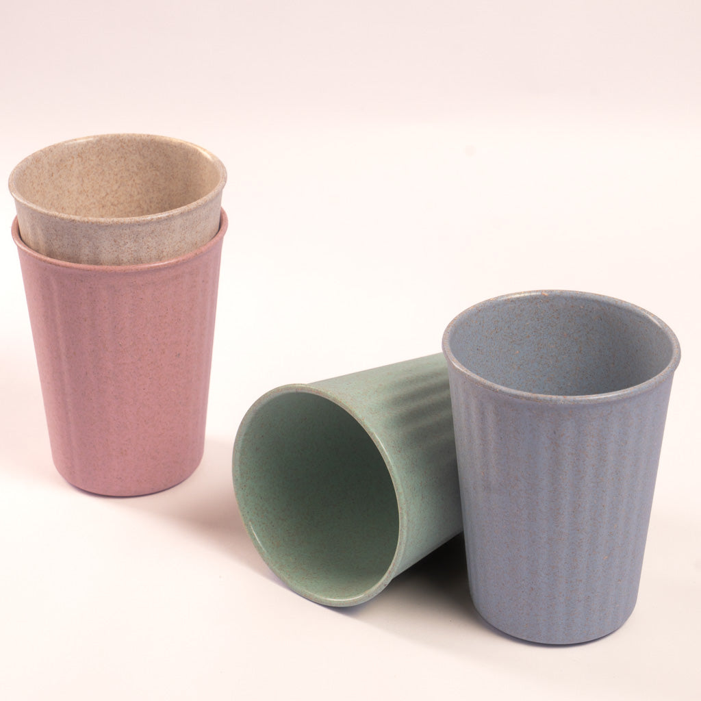 Rice Husk & Bamboo Fibre Fluted Cups Set Pack of 4