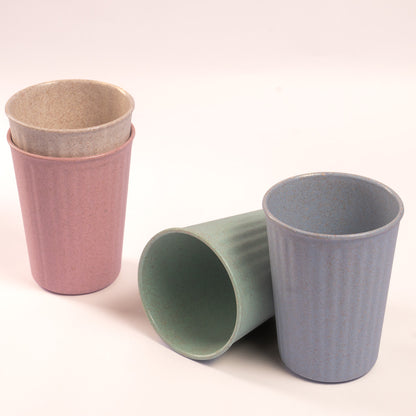 Rice Husk & Bamboo Fibre Fluted Cups Set Pack of 4