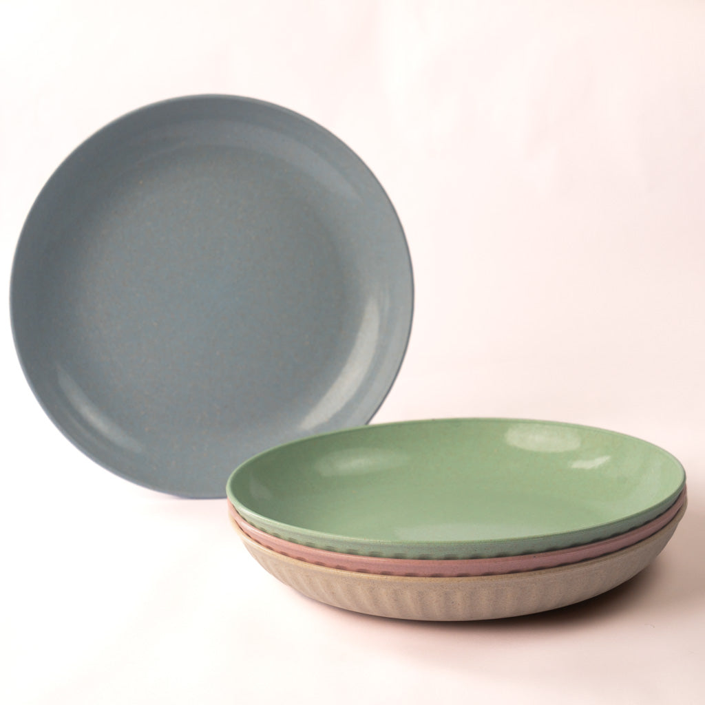 Rice Husk & Bamboo Fibre Fluted Plate Set Pack of 4