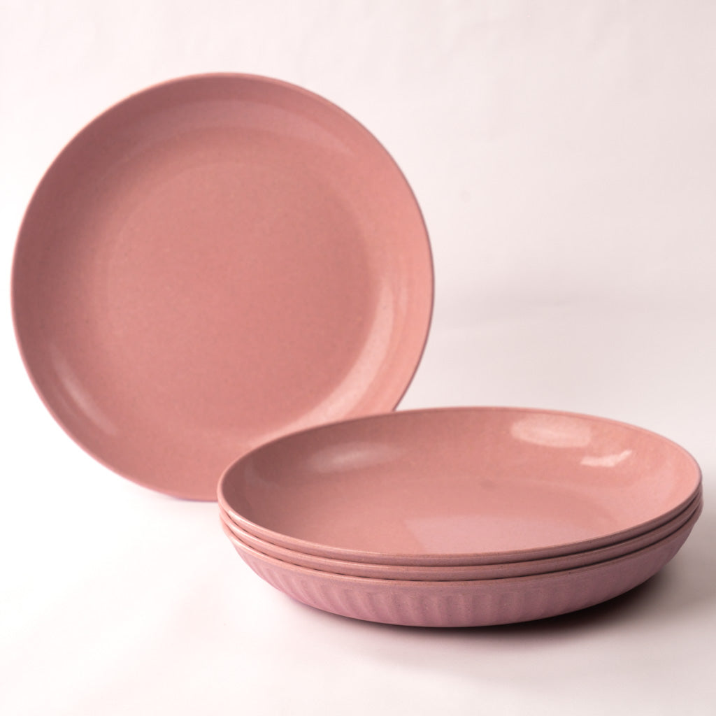 Rice Husk & Bamboo Fibre Fluted Plate Set Pack of 4