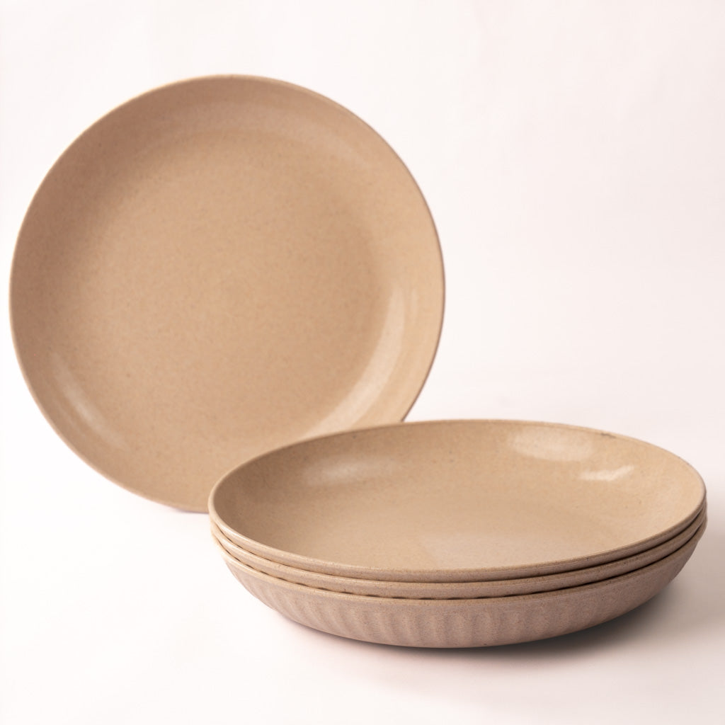 Rice Husk & Bamboo Fibre Fluted Plate Set Pack of 4