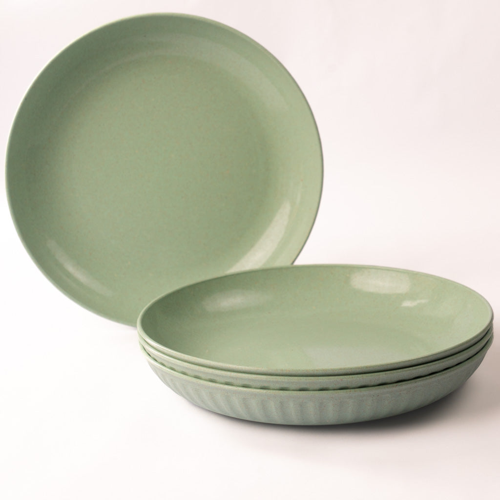 Rice Husk & Bamboo Fibre Fluted Plate Set Pack of 4