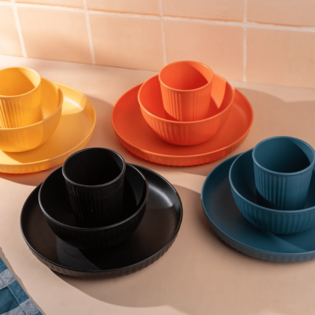 Wheat Straw and Bamboo Fiber Fluted Dinnerware 6 pcs Set